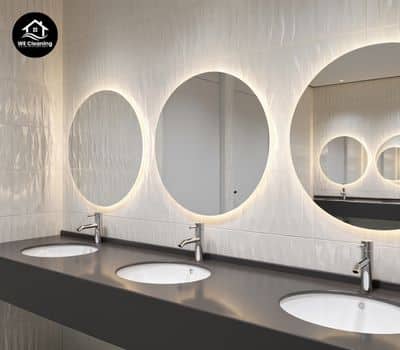 Modern office restroom after cleaning